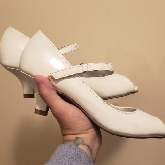 American Eagle Outfitters Shoes - American Eagle Patent Leather Peep-toe Mary Jane Heels with Ankle Straps